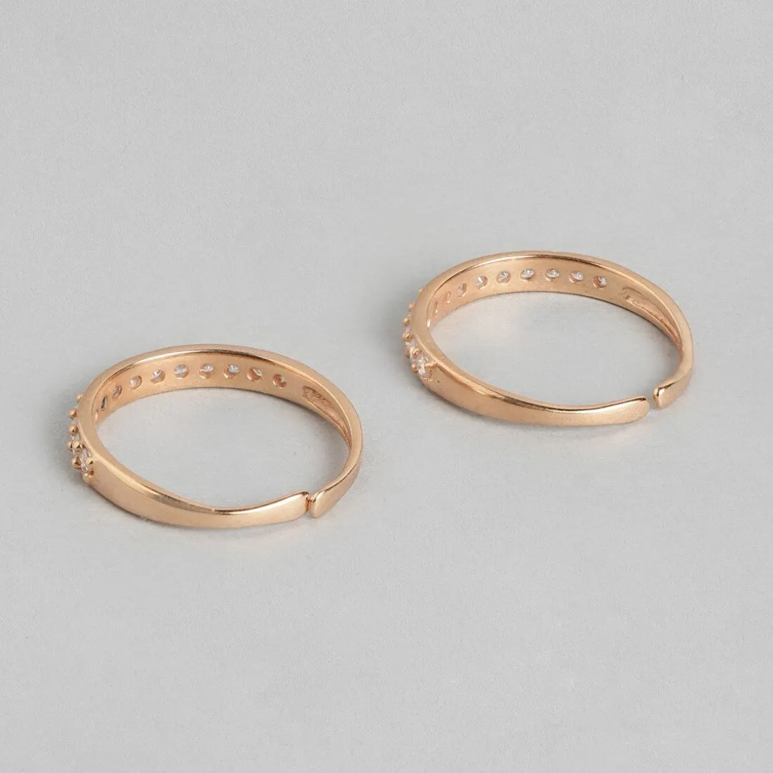 Rose Gold Glam One-Line CZ 925 Sterling Silver CZ Stud Toe Ring