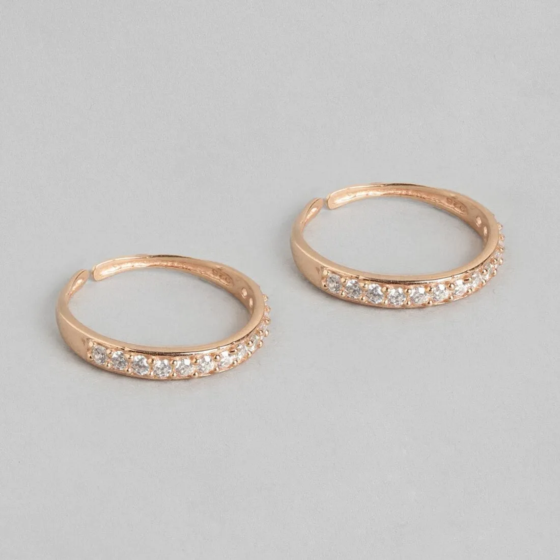 Rose Gold Glam One-Line CZ 925 Sterling Silver CZ Stud Toe Ring
