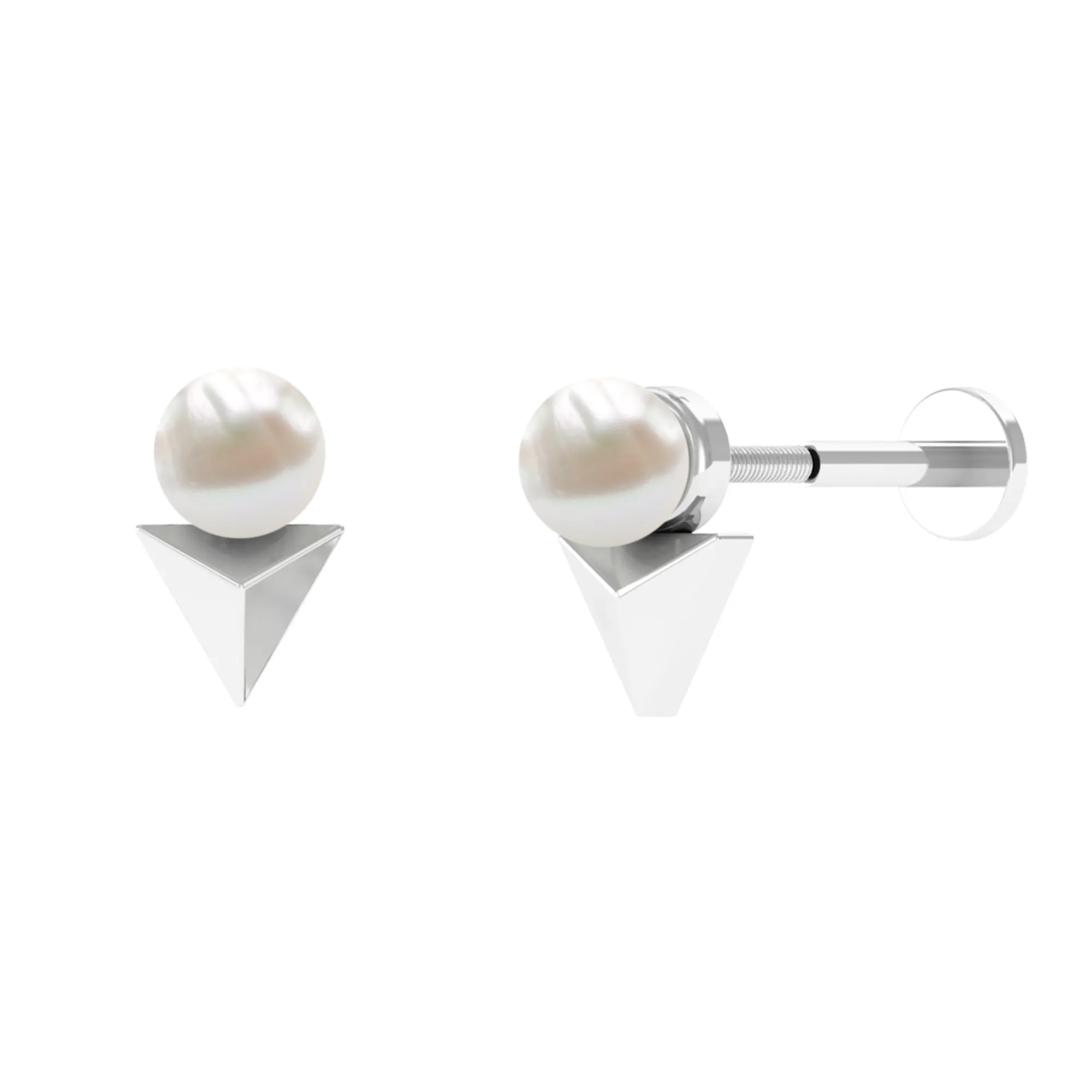 Round Freshwater Pearl Solitaire Tragus Earring