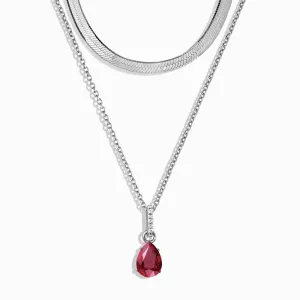 Ruby Birthstone Sway Necklace & Herringbone Chain