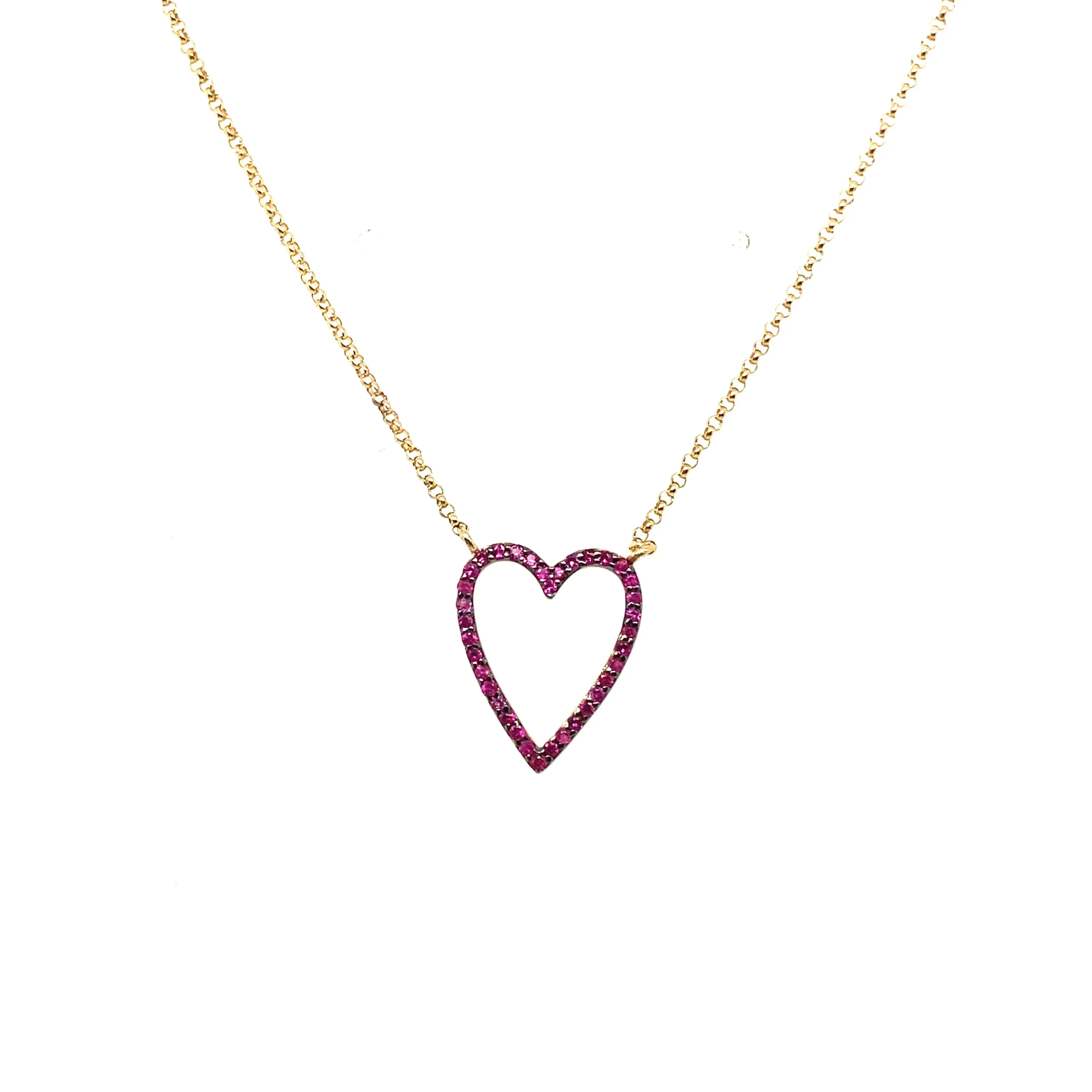 Ruby Open Heart Necklace