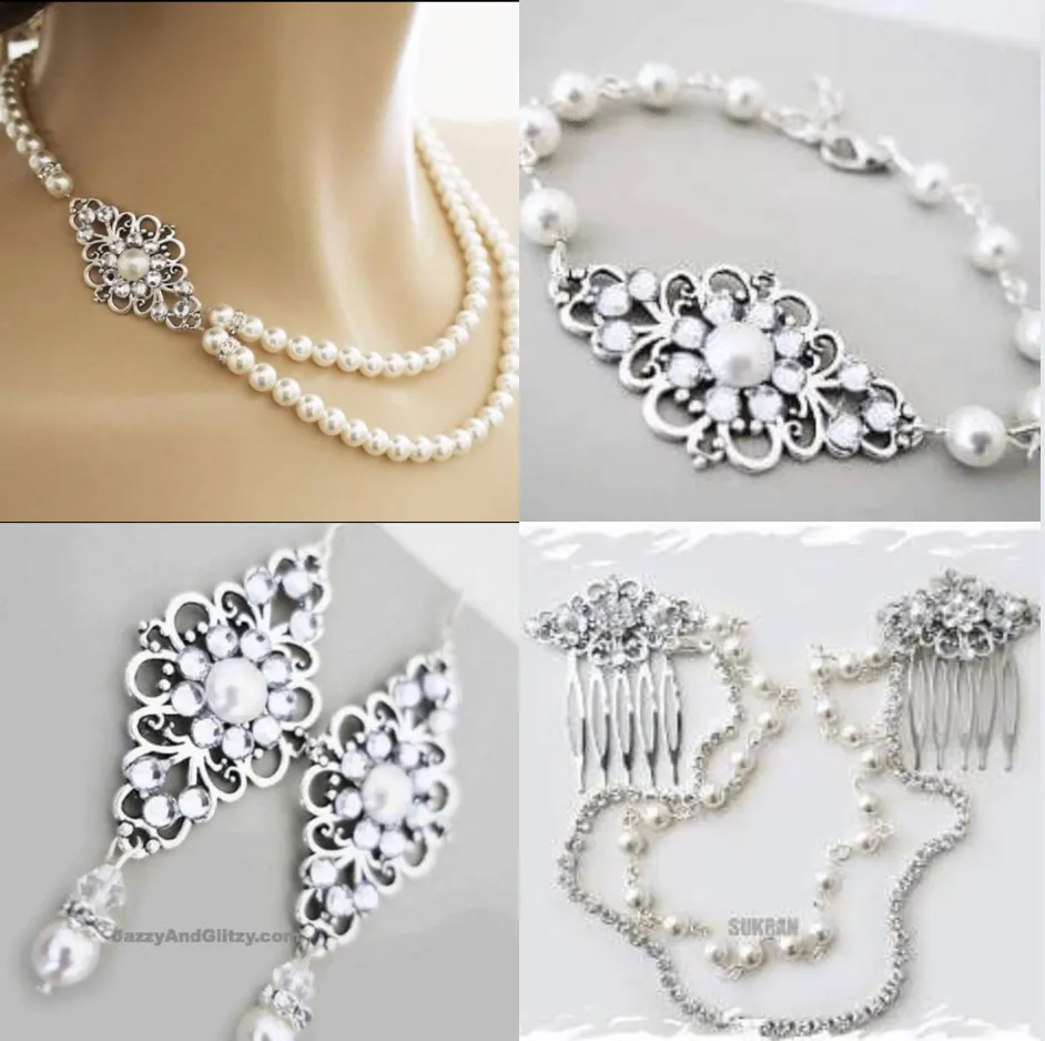 Side Brooch Pearl Necklace Ayli