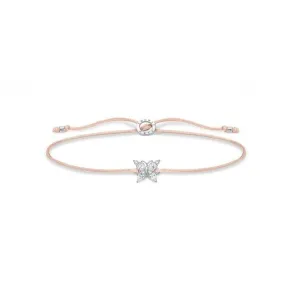 Silver Nylon Zirconia Beige Butterfly Bracelet LS117-401-19-L20V