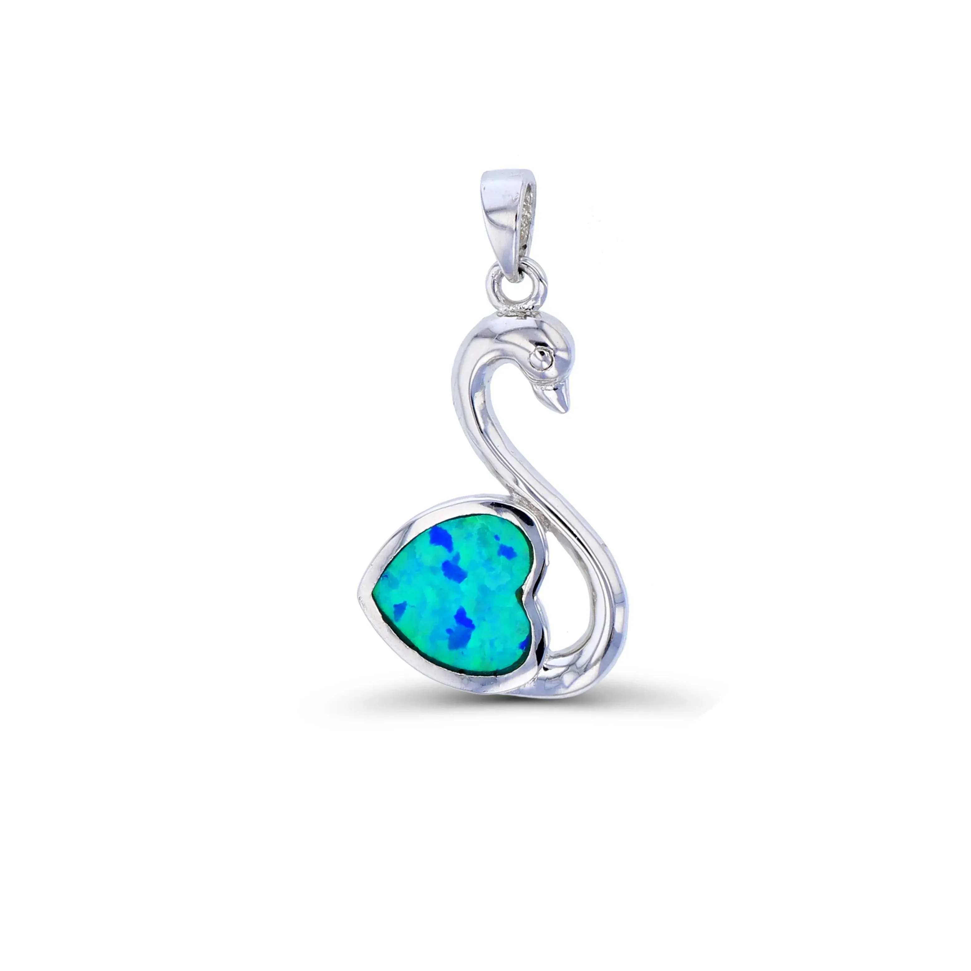 Silver Opal Swan Pendant