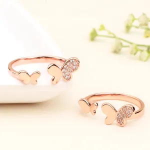 Silver Rose Chic Butterfly Toe Ring