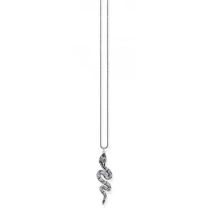 Silver Zirconia Black Snake Necklace KE2000-691-11-L50V