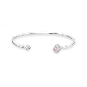 Silver Zirconia Vintage Shimmering Pink Arrow Bangle AR107-166-7