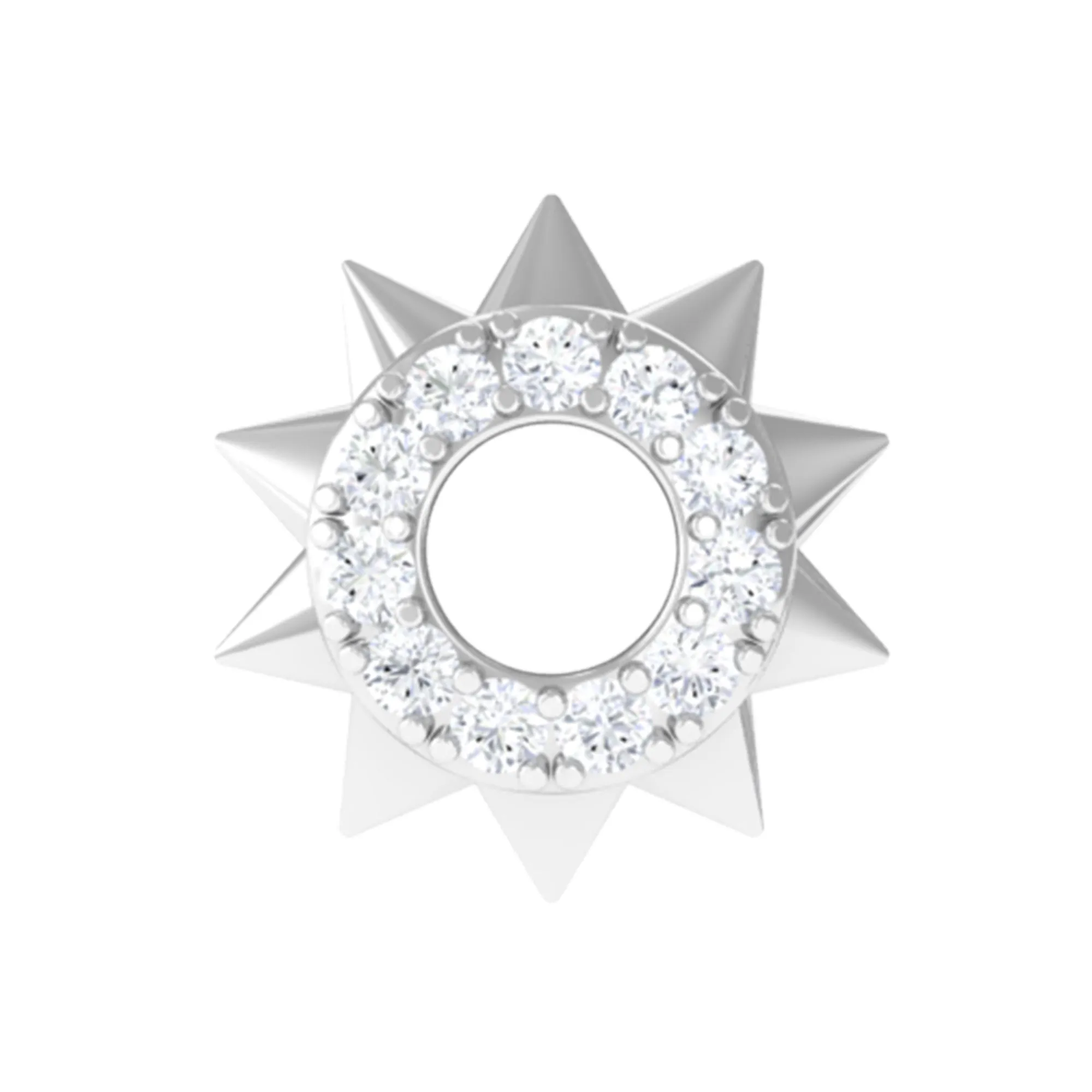 Simple Moissanite Sunburst Cartilage Earring in Gold