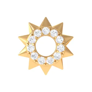 Simple Moissanite Sunburst Cartilage Earring in Gold