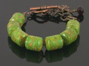 Single-strand Mosaic jasper toggle bracelet (Web-190)