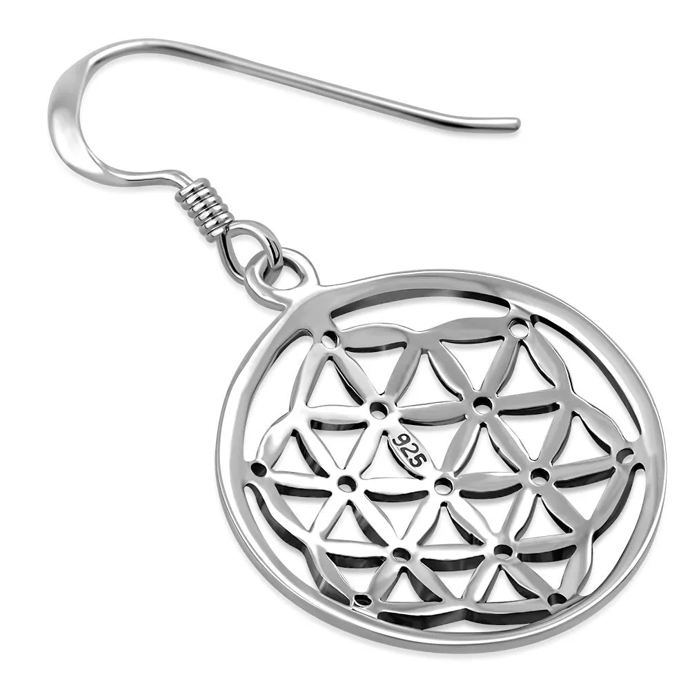 Small Flower of Life Silver Earrings