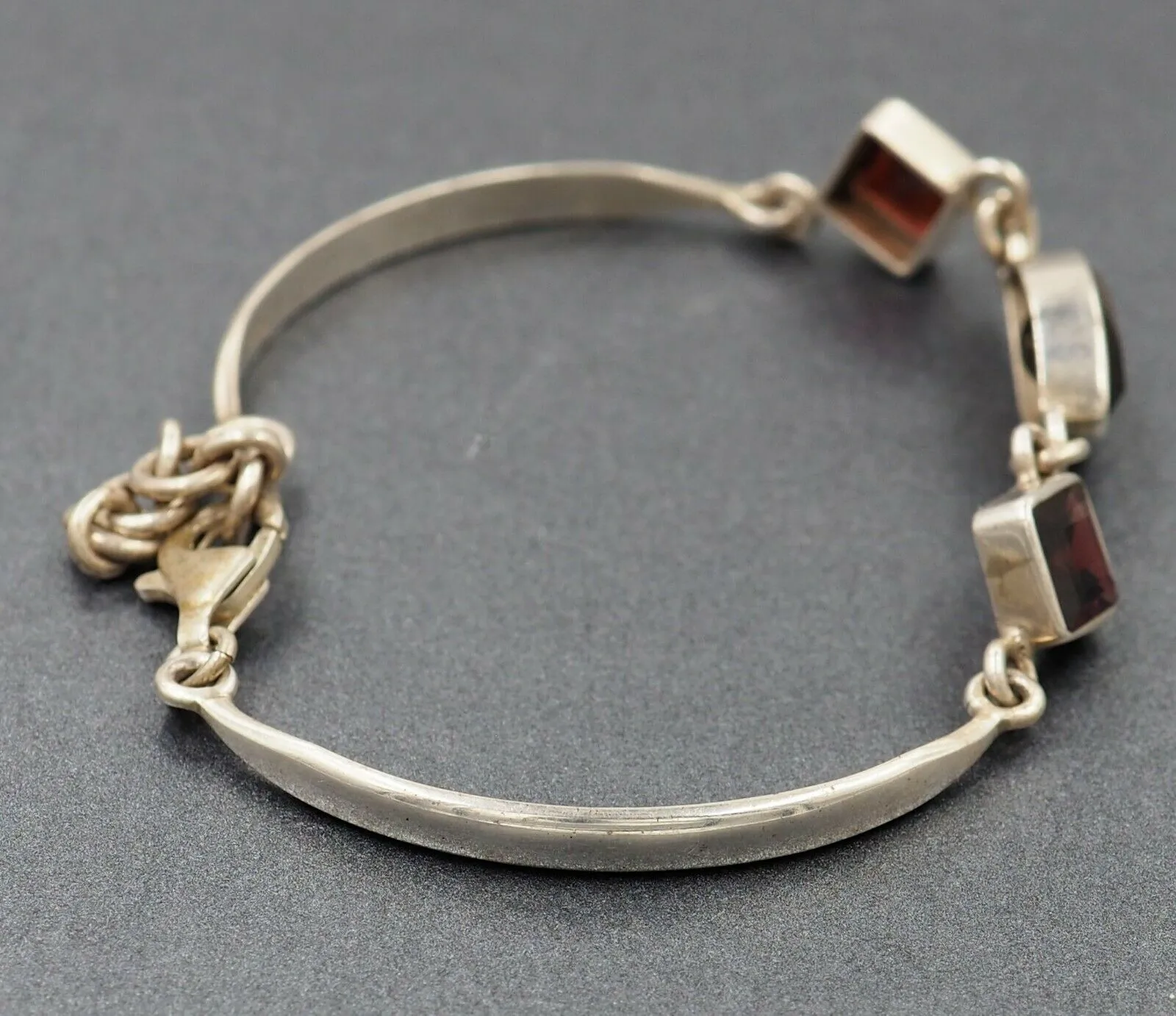 Smoky Quartz & Garnet 925 Sterling Silver Bracelet