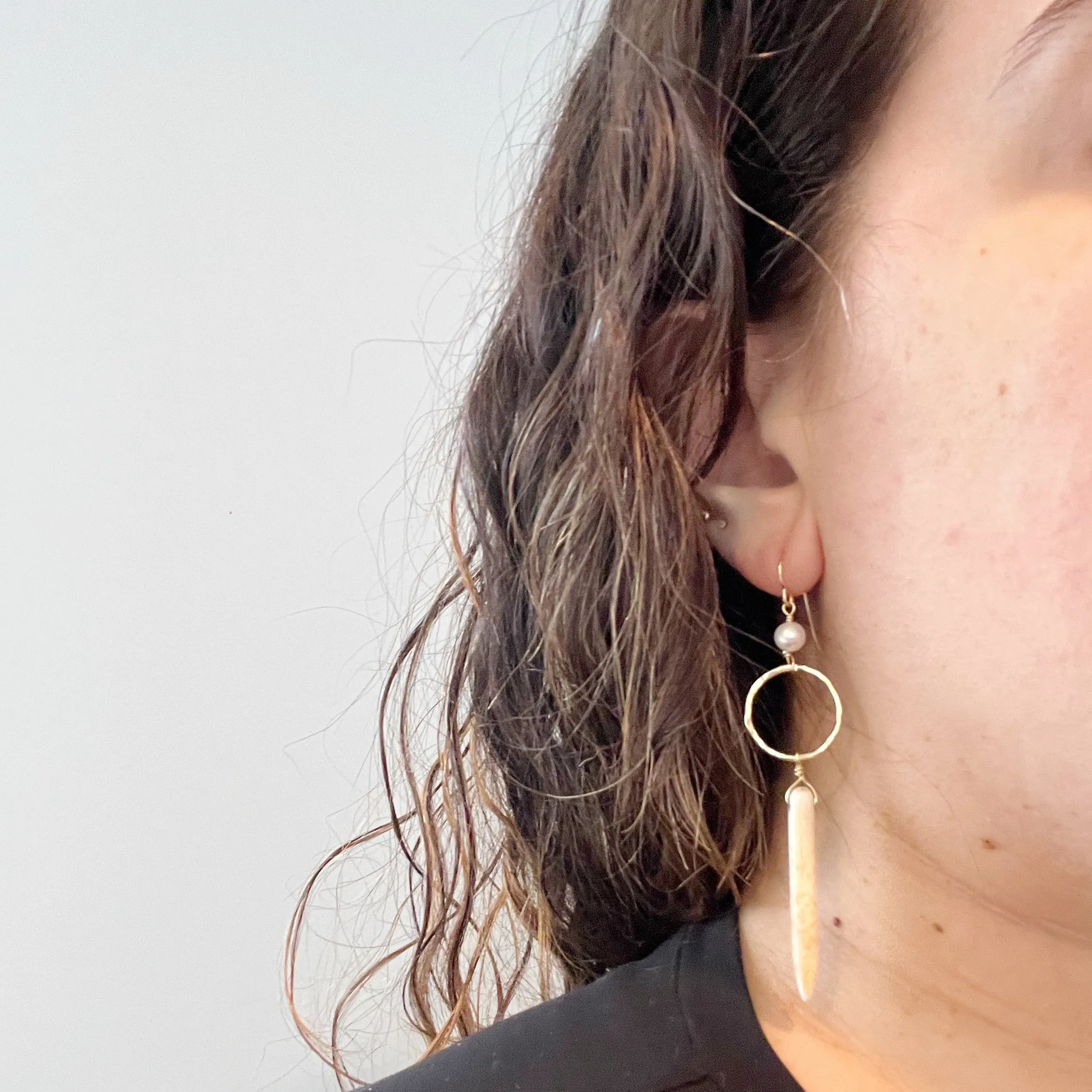 Spike and Pearl Drop Earrings - Choose Your Metal