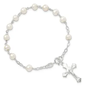 Sterling Silver Cultured Pearl Rosary Bracelet