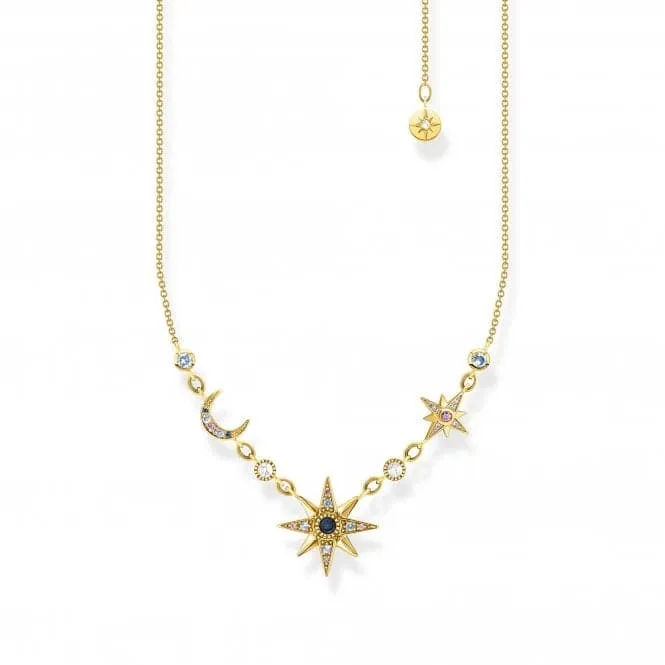 Sterling Silver Gold Plated Magic Stars Necklace KE2119-959-7-L45V