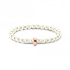 Sterling Silver Rose Gold Plated Pearl White Bracelet X0284-428-14