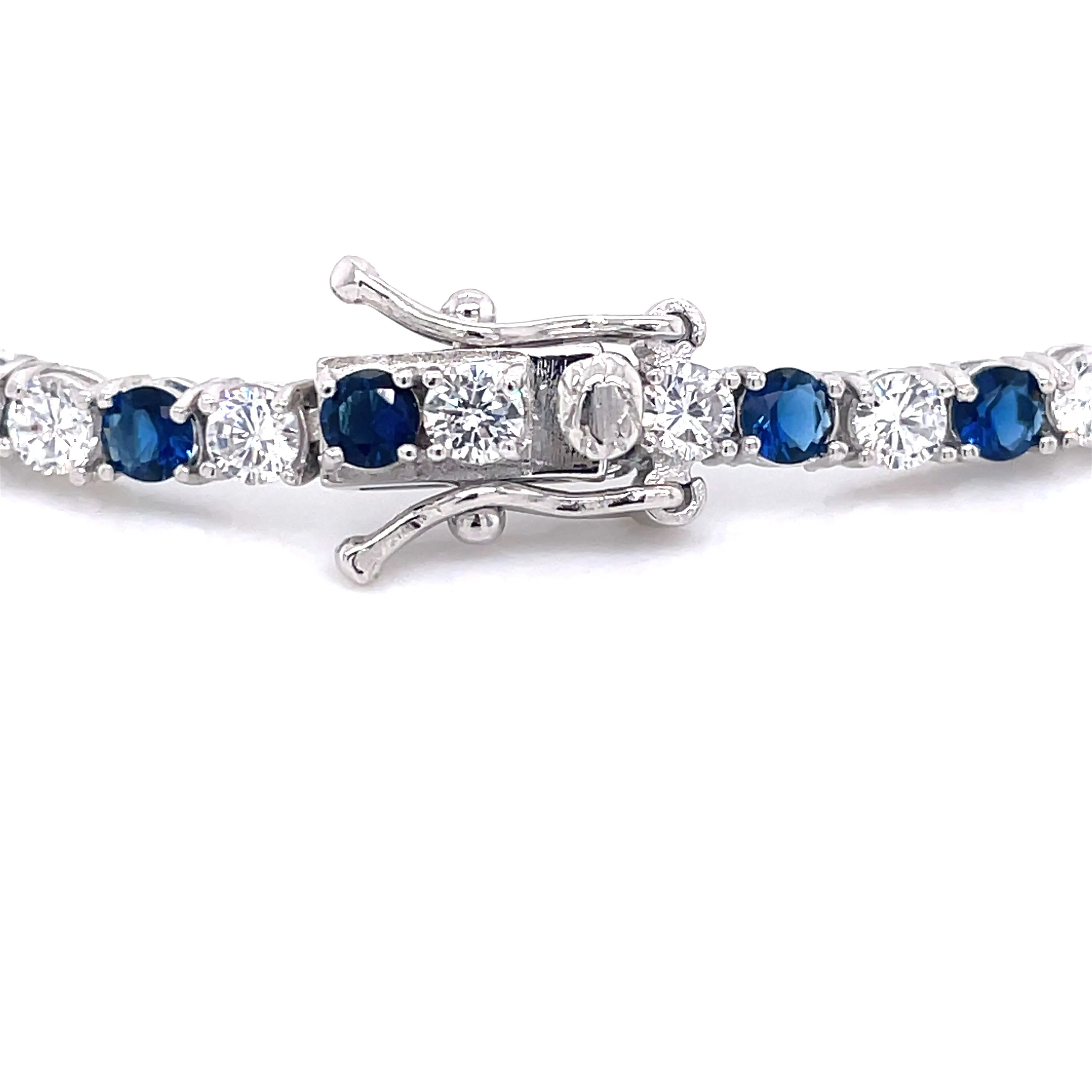 Sterling Silver Sapphire & White CZ Tennis Bracelet