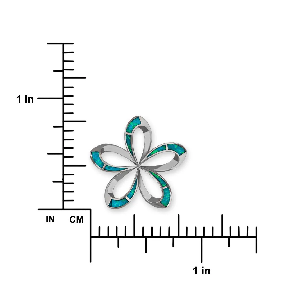 Sterling Silver Synthetic Blue Opal Open Plumeria Pendant Necklace, 16 2" Extender
