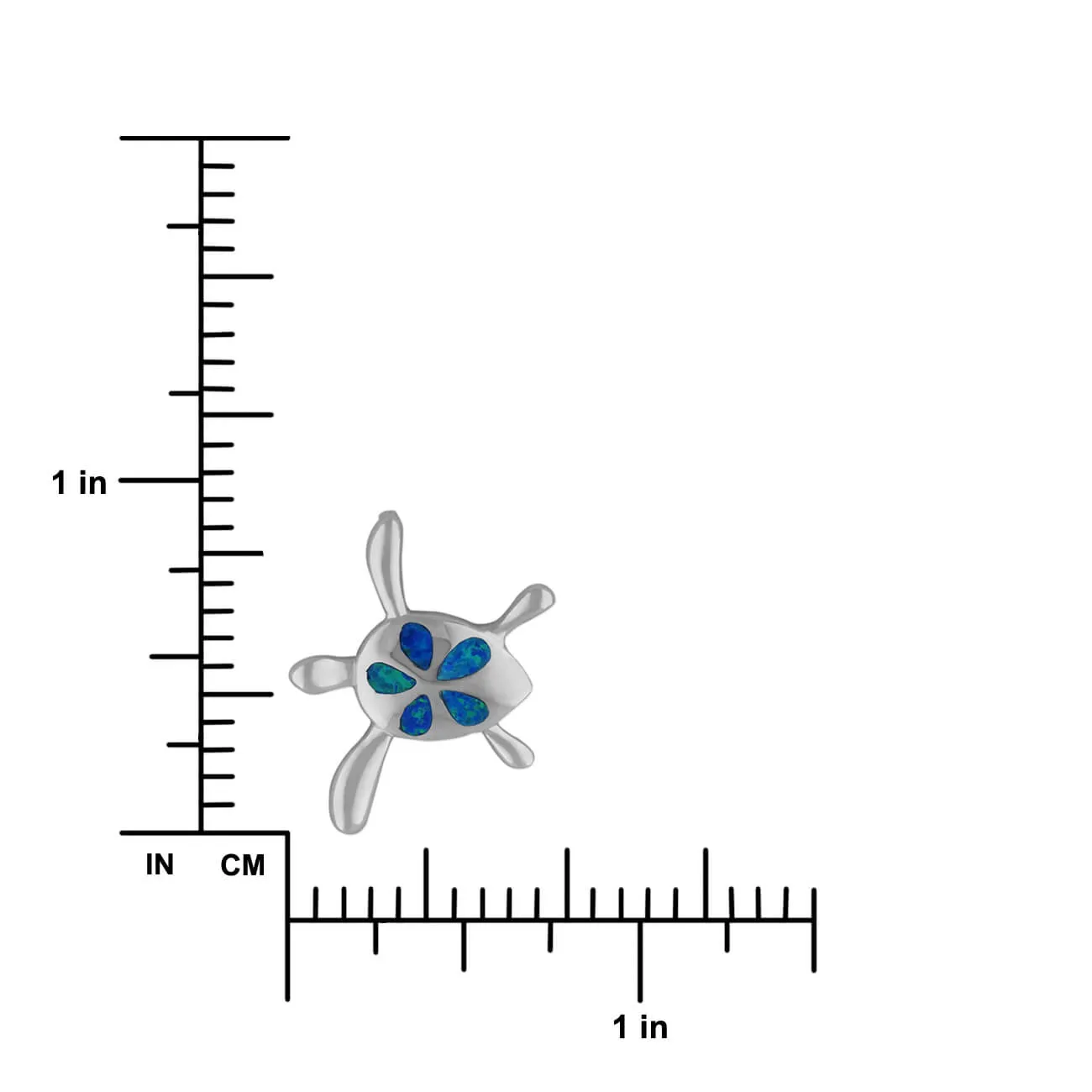 Sterling Silver Synthetic Blue Opal Turtle Plumeria Pendant Necklace, 16 2" Extender