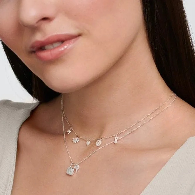 Sterling Silver White Symbols Necklace KE2123-051-14-L42V