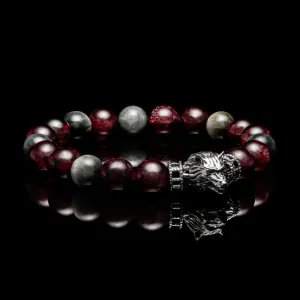 The Blood Moon | Garnet & Hawk Eye Wolf Bracelet