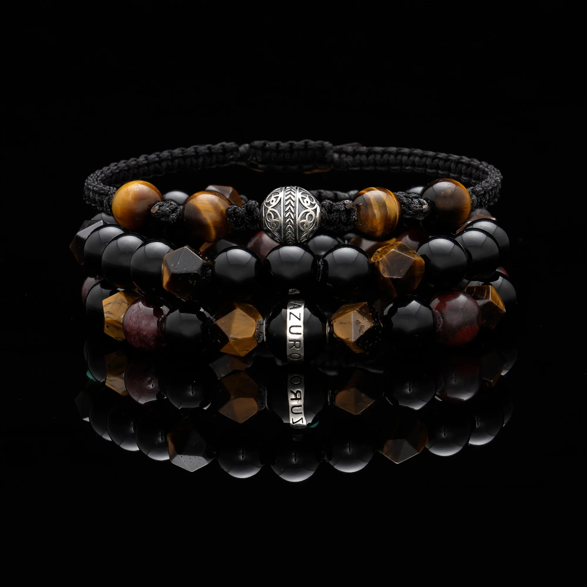 The Gatsby | Tiger Eye Obsidian Garnet Stone Men String Bracelet