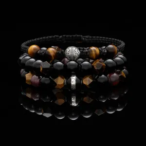 The Gatsby | Tiger Eye Obsidian Garnet Stone Men String Bracelet