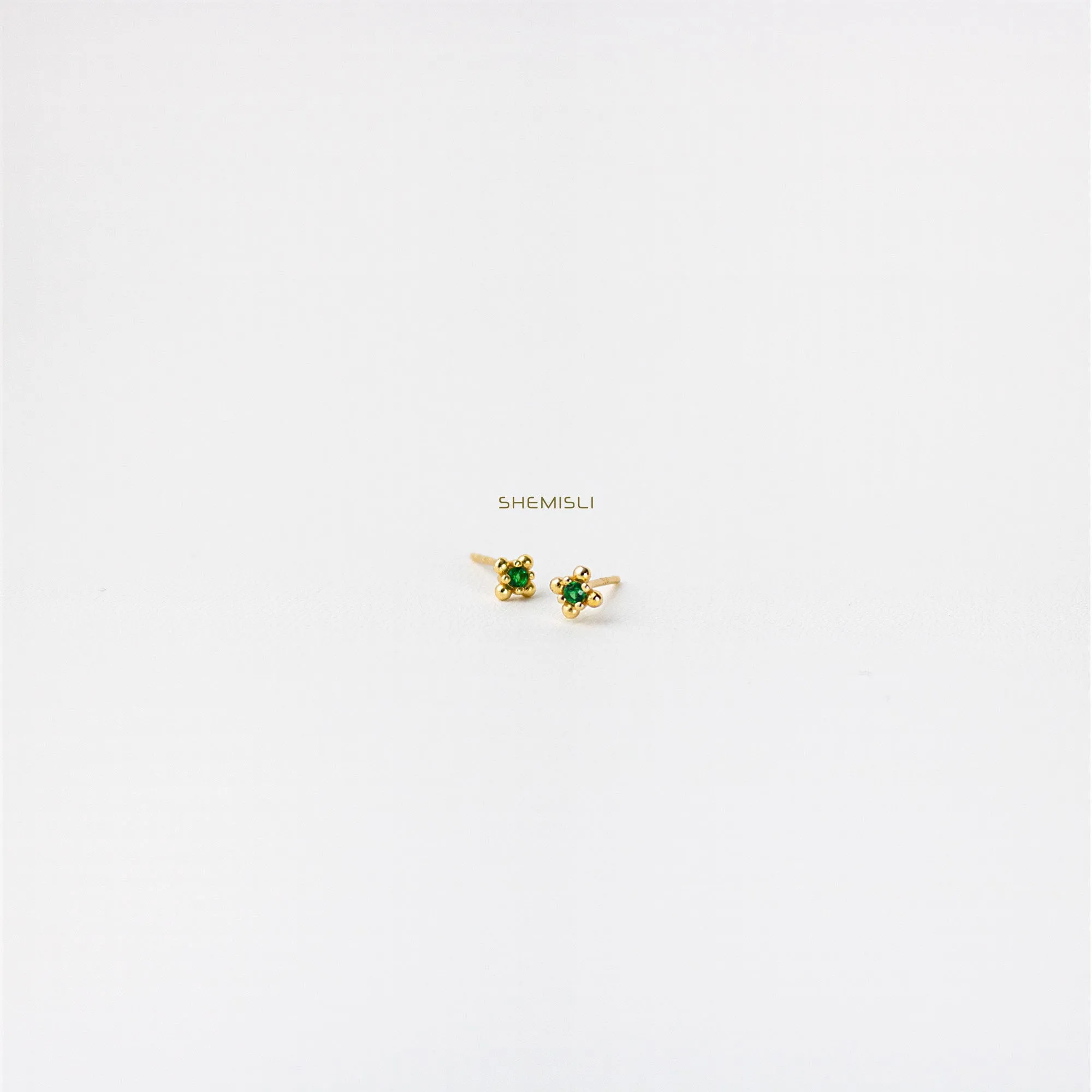 Tiny Beaded Studs, White, Emerald, Turquoise, Sapphire, Black, Opal, Unisex, Gold, Silver SHEMISLI SS297, SS024, SS298, SS299, SS300, SS301