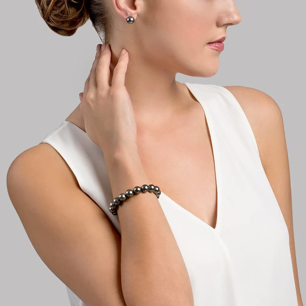 True Round Black Tahitian Pearl Bracelet, 8.0-9.0mm - AAA/Gem Quality
