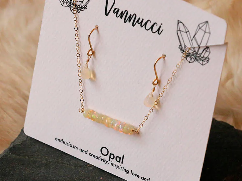 Vannucci Gold Opal Bar Set