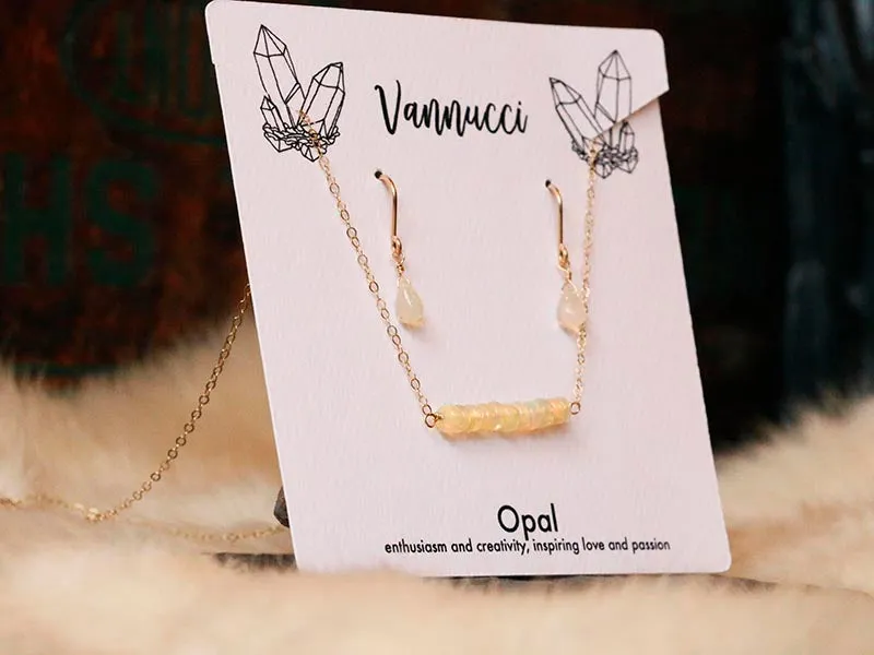 Vannucci Gold Opal Bar Set