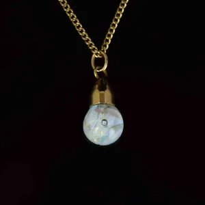 Vintage 12K Gold Filled Floating Opal Orb Pendant Necklace
