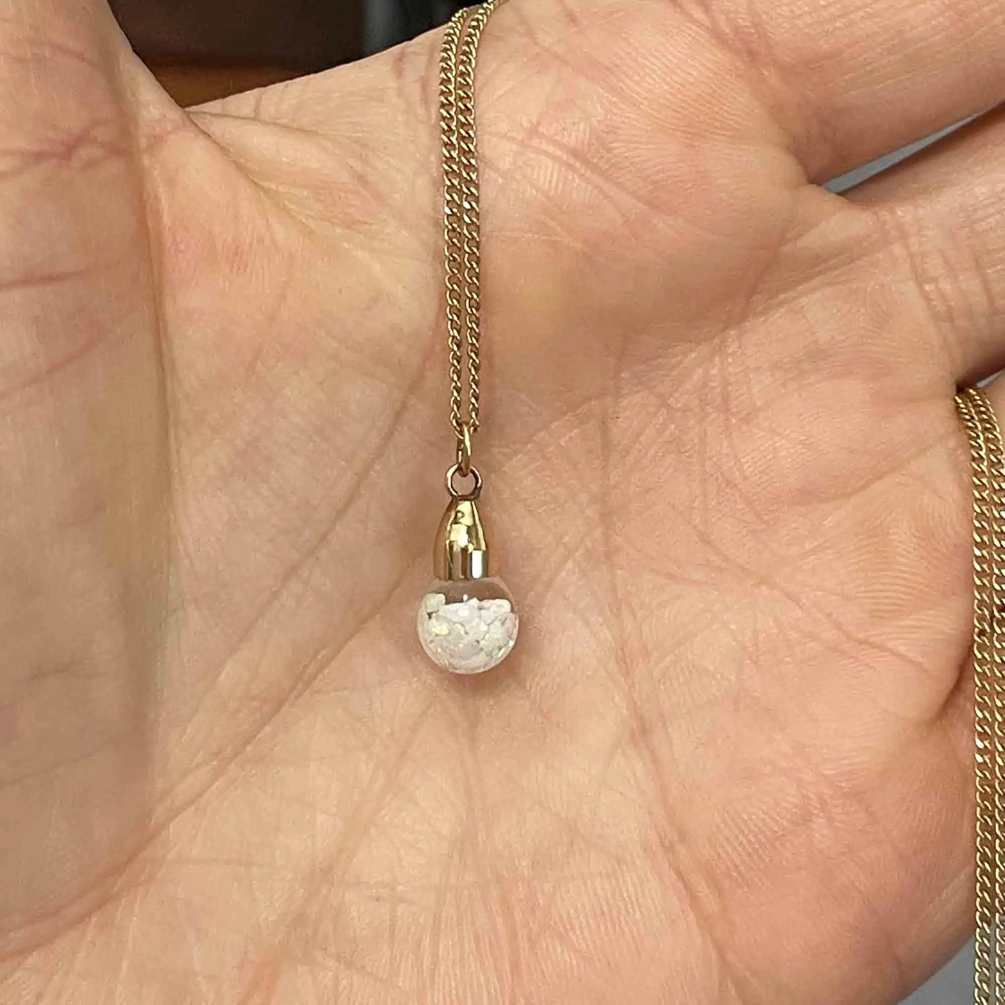 Vintage 12K Gold Filled Floating Opal Orb Pendant Necklace