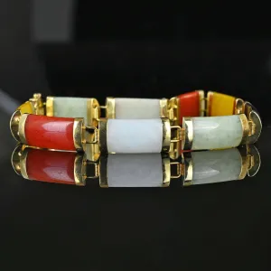 Vintage Multi Color Gold Jade Bracelet