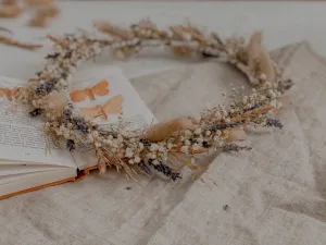 Wildflower & French Dried Lavender Bridal Crown / Lavender Crown Bunny Tails