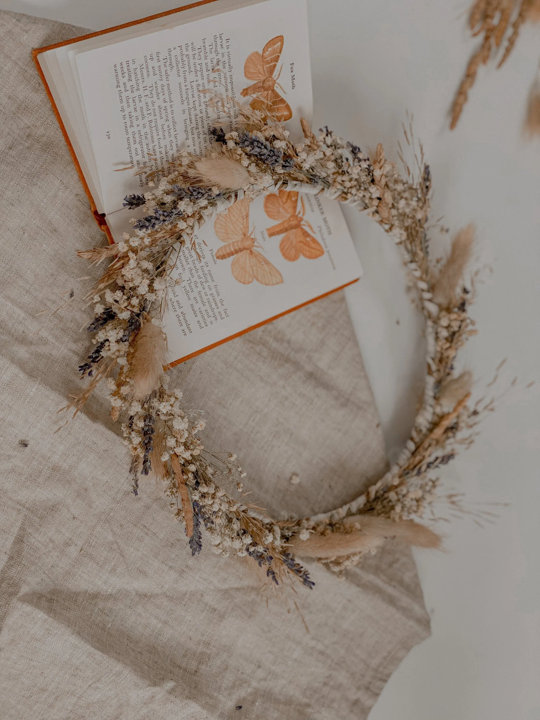 Wildflower & French Dried Lavender Bridal Crown / Lavender Crown Bunny Tails