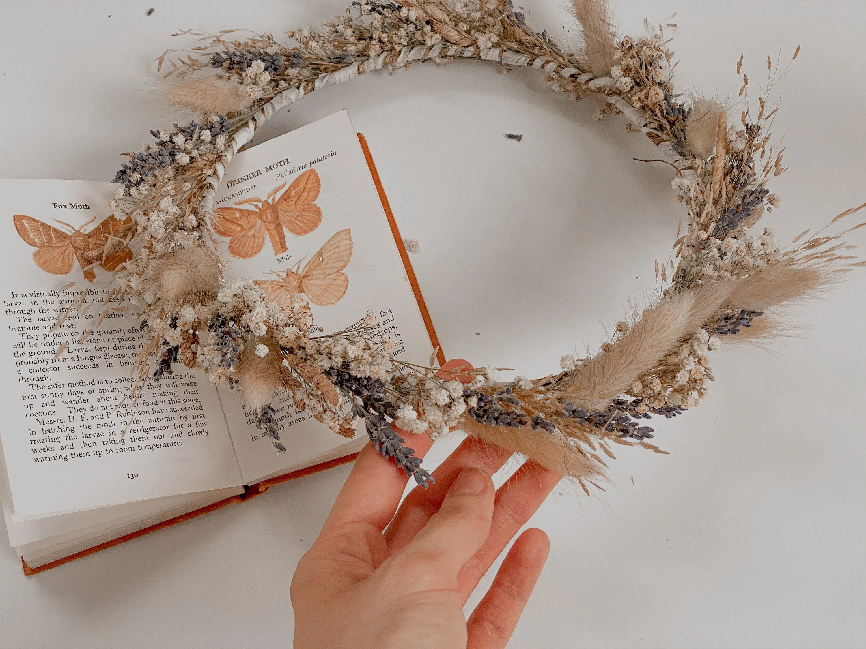 Wildflower & French Dried Lavender Bridal Crown / Lavender Crown Bunny Tails