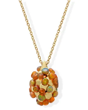 Yellow Gold Ethiopian Opal Egg Pendant Necklace